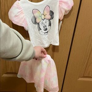 NWT 2T Minnie Mouse Pink and White Dress